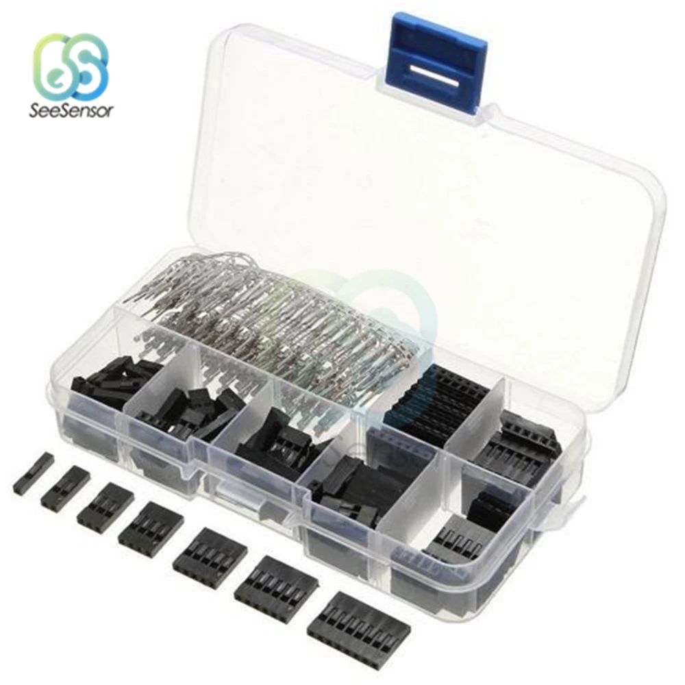 Jumper Terminal Header Kit 310 Pcs 2.54mm Male Female Jumper Wire Pin Header Connector Housing Kit Electronics Set with Storage Box 