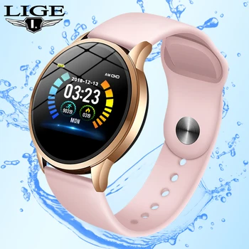 

LIGE Smart Watch Women Blood Pressure Heart Rate Monitor Fitness tracker Sport Smart Band Alarm clock reminder Smart wristband