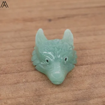 

3PCS/Lot,27x40mm Natural Green Aventurine Stone Carved Wolf Head Pendant Necklace Women Figurine Stone Chakra Jewelry XG-19AMBH