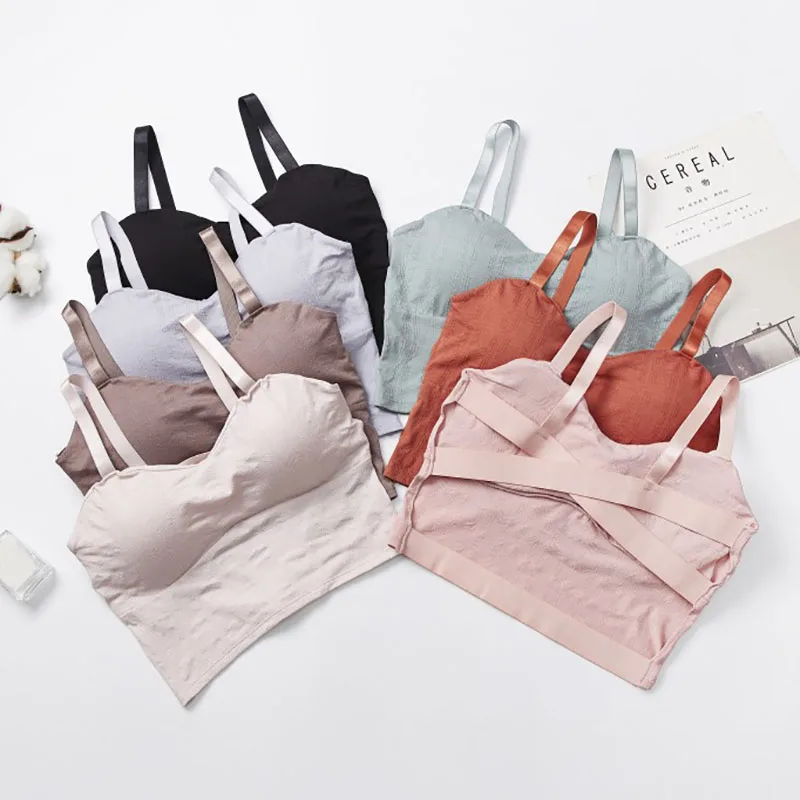 Camisoles Женские Простые нити обернутые грудь сплошной цвет Собранный камзол женский провод бесплатно красота задняя ТРУБА Топ