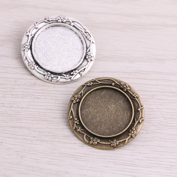 

SWEET BELL 6pcs 20mm Inner Size Two Color New Product Punk Round Flower Brooch Cabochon Base Setting Charms Pendant