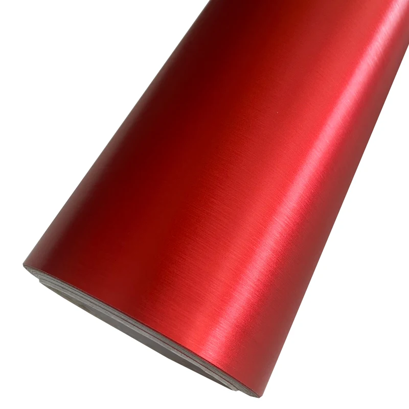 Aluminum Red Brushed Metallic Steel Car Wrap Vinyl Roll with Air