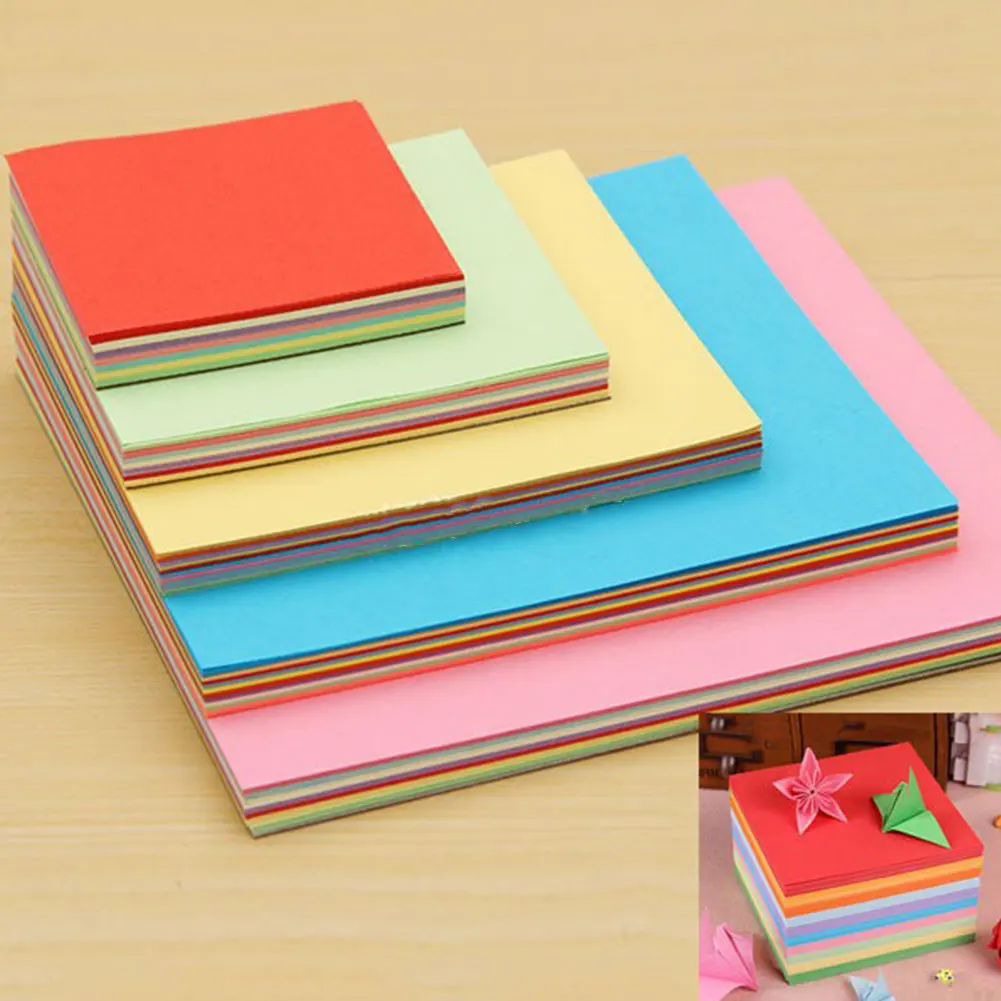 Square Scrapbooking 10CM Handmade Children Double Sided Mix Coloured Kids Color Paper Origami DIY New Hand Craft Sheets 100Pc