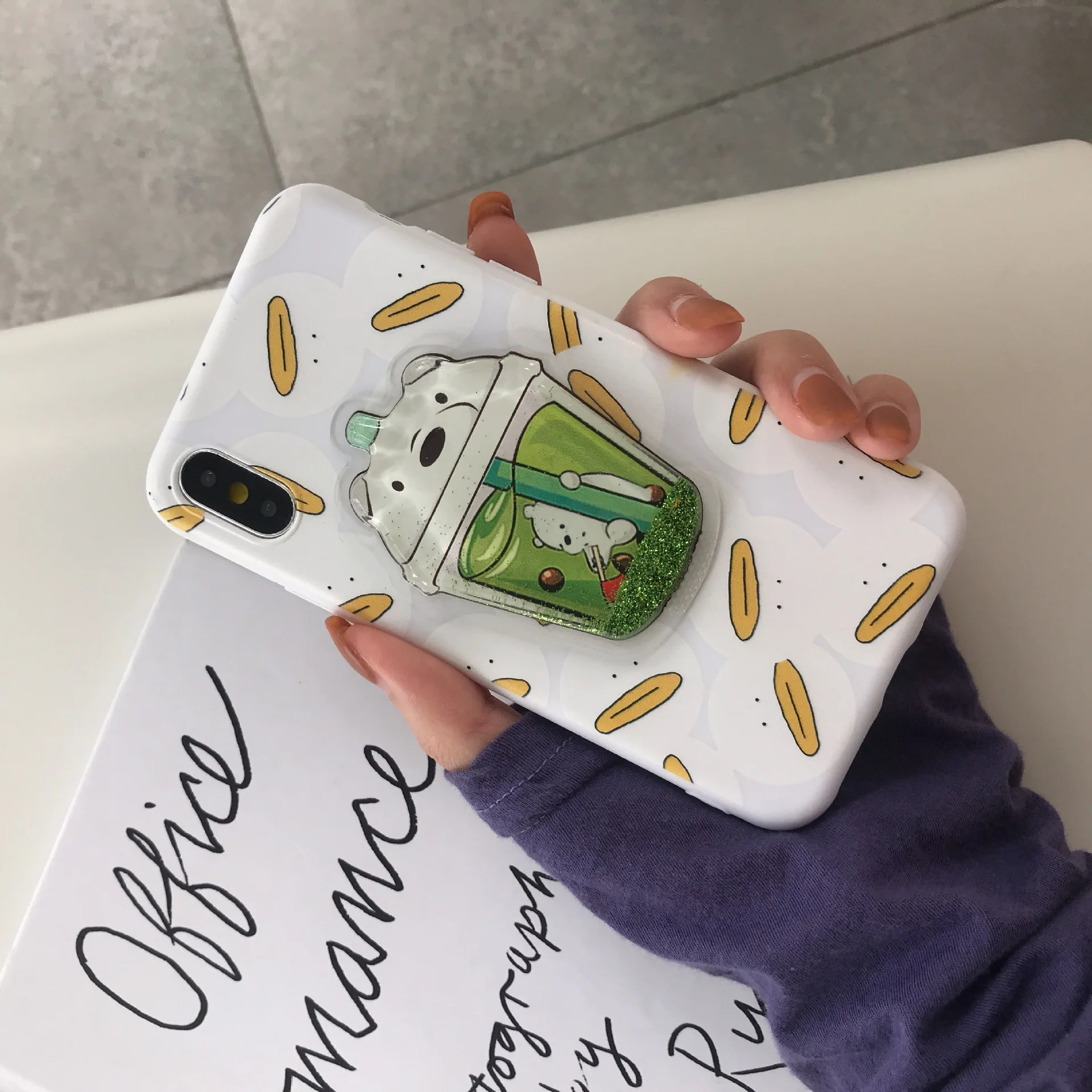 Мягкий мультфильм зыбучие пески жидкости Прекрасный Детский держатель телефона портативный кронштейн регулируемый складной подставка для iPhone Xiaomi huawei - Цвет: D