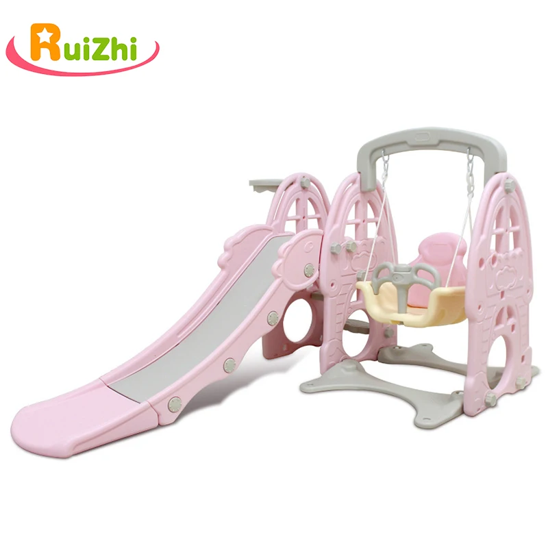 Ruizhi, удлиняющая, уплотненная, пластиковая, детская горка, качели, комбинация, горка для дома, для детского сада, для семьи, детские игрушки, RZ1130 - Цвет: Розовый