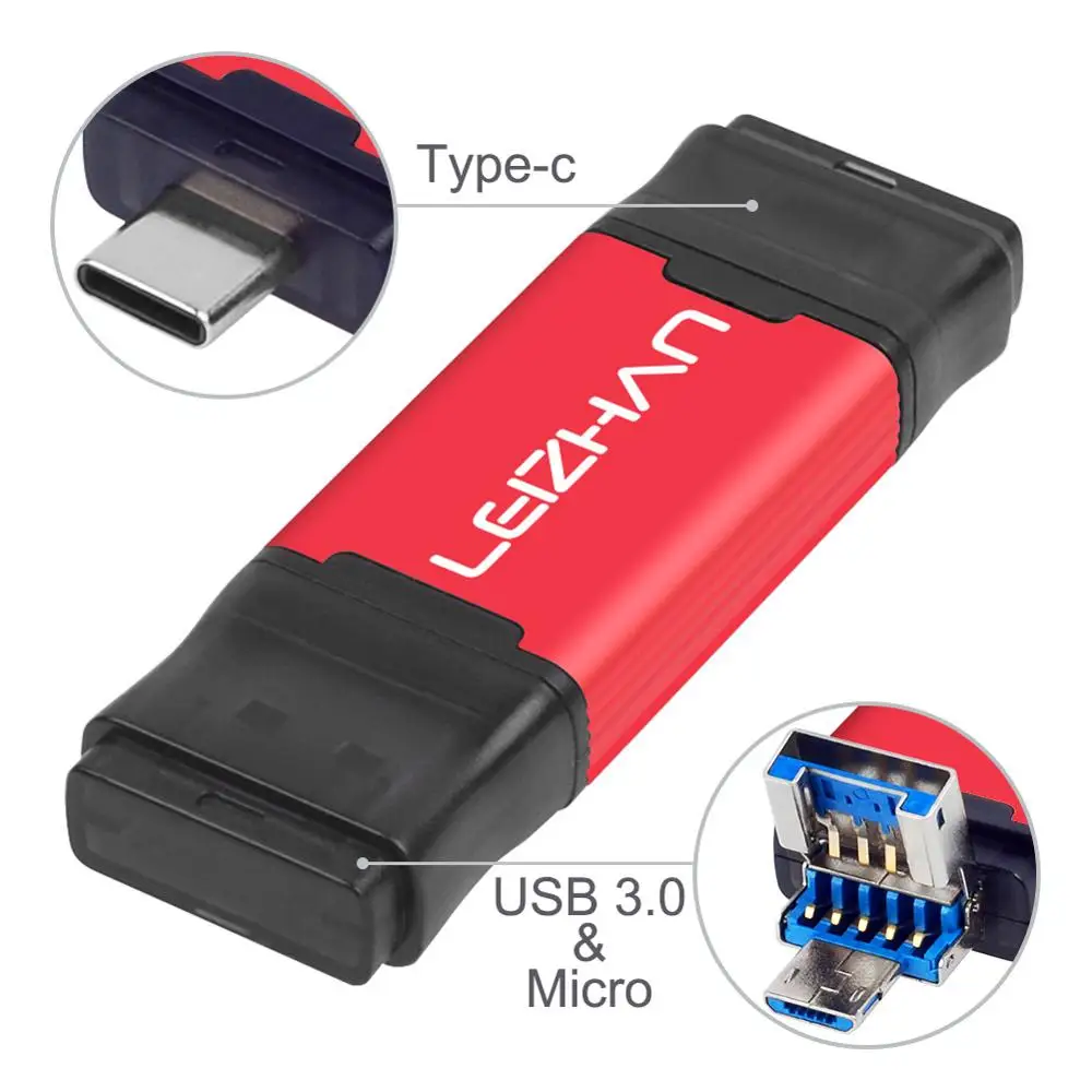 Флэш накопитель LEIZHAN USB 3 0 OTG флэш Android для Huawei P30 Samsung S10 S9 S8 S7 S6 S5 Type c накопитель|USB