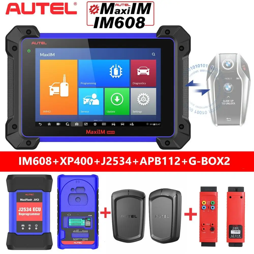 2021 Autel IM608 OBD2 Diagnostic Tool IMMO Key Programmer ECU Coding APB112+G-BOX2