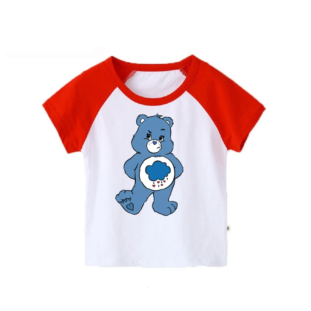 Одежда для мальчиков и девочек короткий рукав Care Bears скрещивающиеся цвет; детская футболка; топы с круглым вырезом; футболки с изображением мультипликационных персонажей для детей футболка детская одежда От 2 до 12 лет