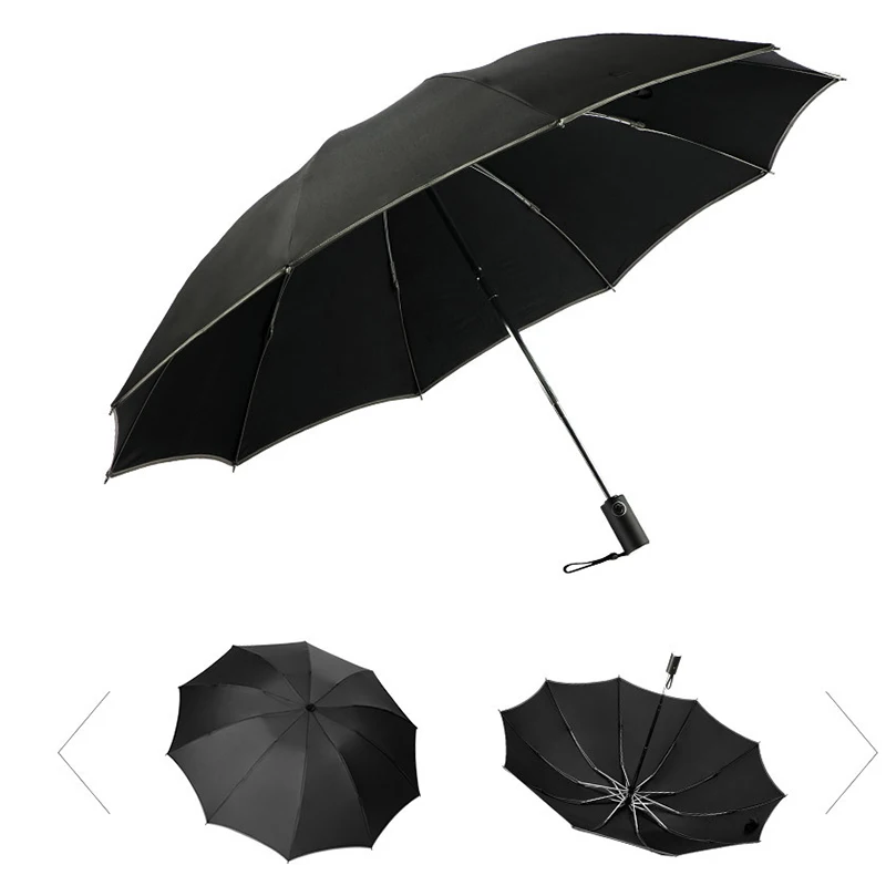 Ветрозащитный 3 складной автоматический зонт обратный складной бизнес зонтик дождь для мужчин Авто автоматический зонт обратного сложения сильный