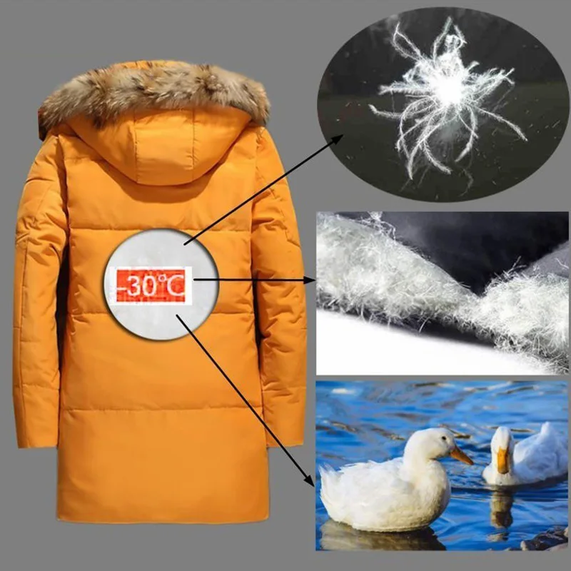 5XL белая куртка-пуховик на утином пуху, Женское зимнее пальто с гусиным пером, длинная парка с мехом енота, теплая верхняя одежда с кроличьим мехом размера плюс