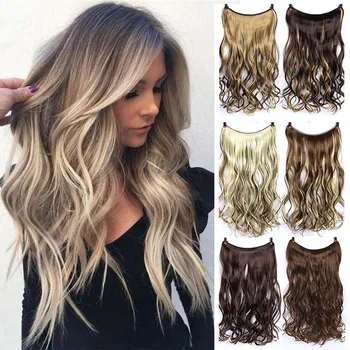 

DIANQI 24'' Invisible Wire No Clips in Secret Fish Line Hairpieces Straight real natural Synthetic Hair Extensions