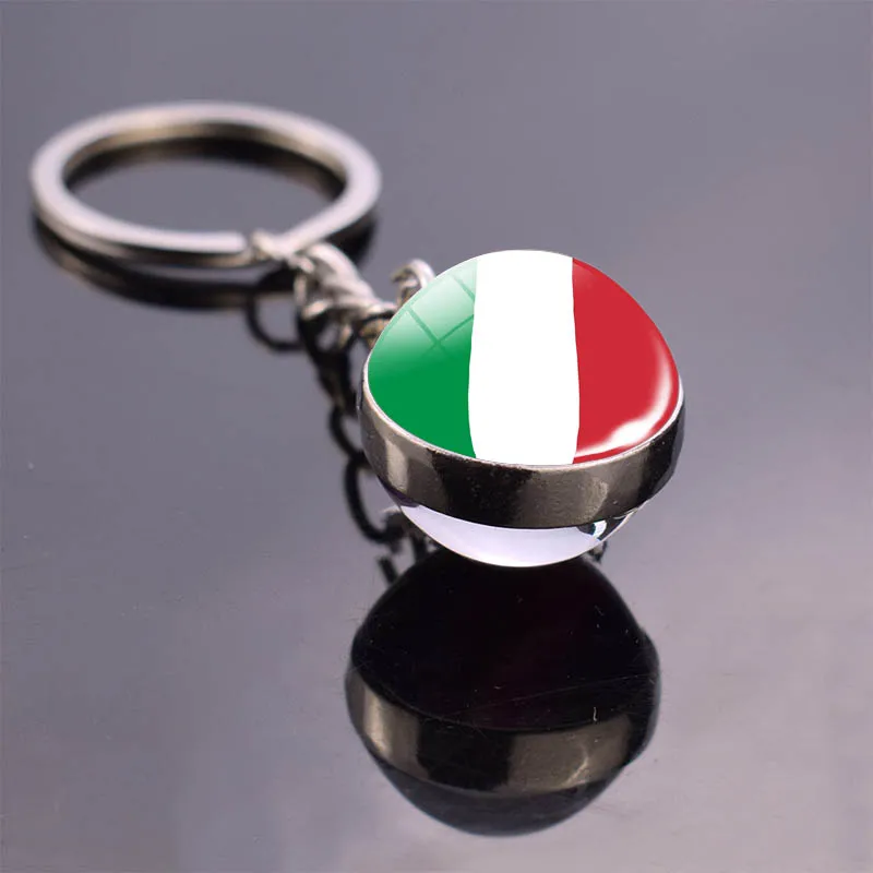 Футбольный брелок, стеклянный шар, кулон, топ, флаг стран мира, брелки, двухсторонний стеклянный шар, ювелирные изделия, Национальный футбол, подарок для влюбленных - Цвет: 31-Italy