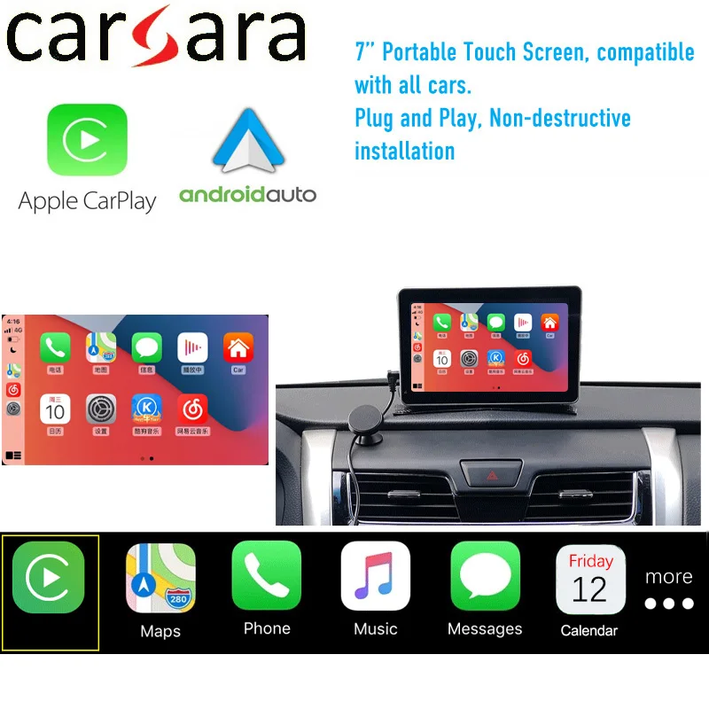 Écran tactile universel pour voiture Apple, affichage CarPlay, sans fil,  Android, auto, portable, HUD, AirPlay, Mirrorexhaus, tous les véhicules, 7  pouces - AliExpress