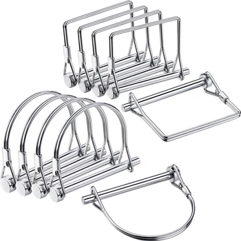 

10 Pieces Shaft Locking Pin Safety Coupler Pin 1/4 Inch Diameter in 2 Shapes of Square and Arch (Silver)