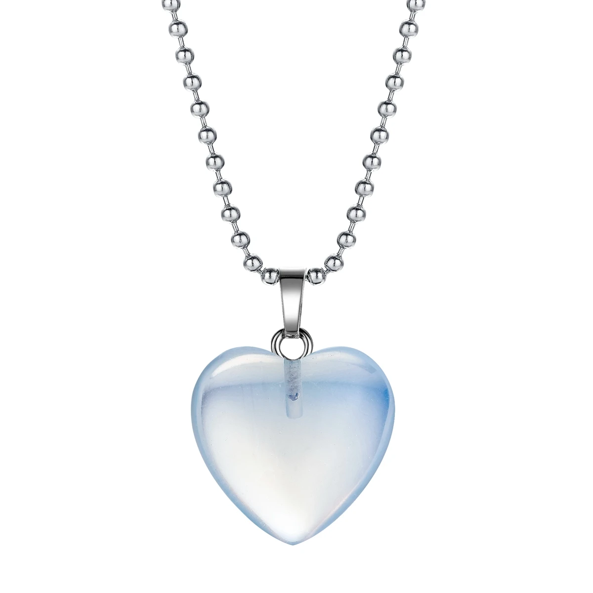 Opal necklace SEVENSTONE Рейки Исцеление натуральный камень любовь сердце кулон ожерелье трендовые подвески для ангела Женские Ювелирные изделия Подарки для девушки - Окраска металла: Opal necklace