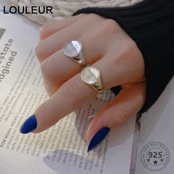 

LouLeur Genuine 925 Sterling Silver Round Ring Fashion Minimalist Adjustable Geometric Rings for Women Luxury Fine Jewelry Gifts