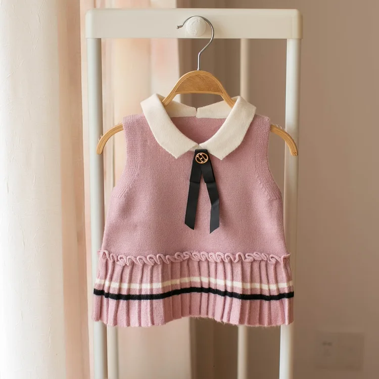 Детская одежда; Детский свитер для девочек; пышная юбка; жилет; школьная одежда
