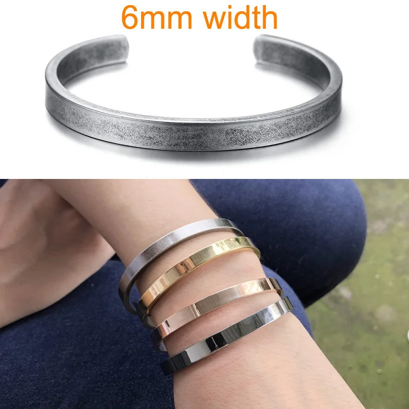 6mm gray Вдохновляющий Браслет-манжета, браслет для женщин, розовое золото, серебро, с гравировкой, мантра, браслеты для жены, жениха, персонализированные подарки - Окраска металла: 6mm gray