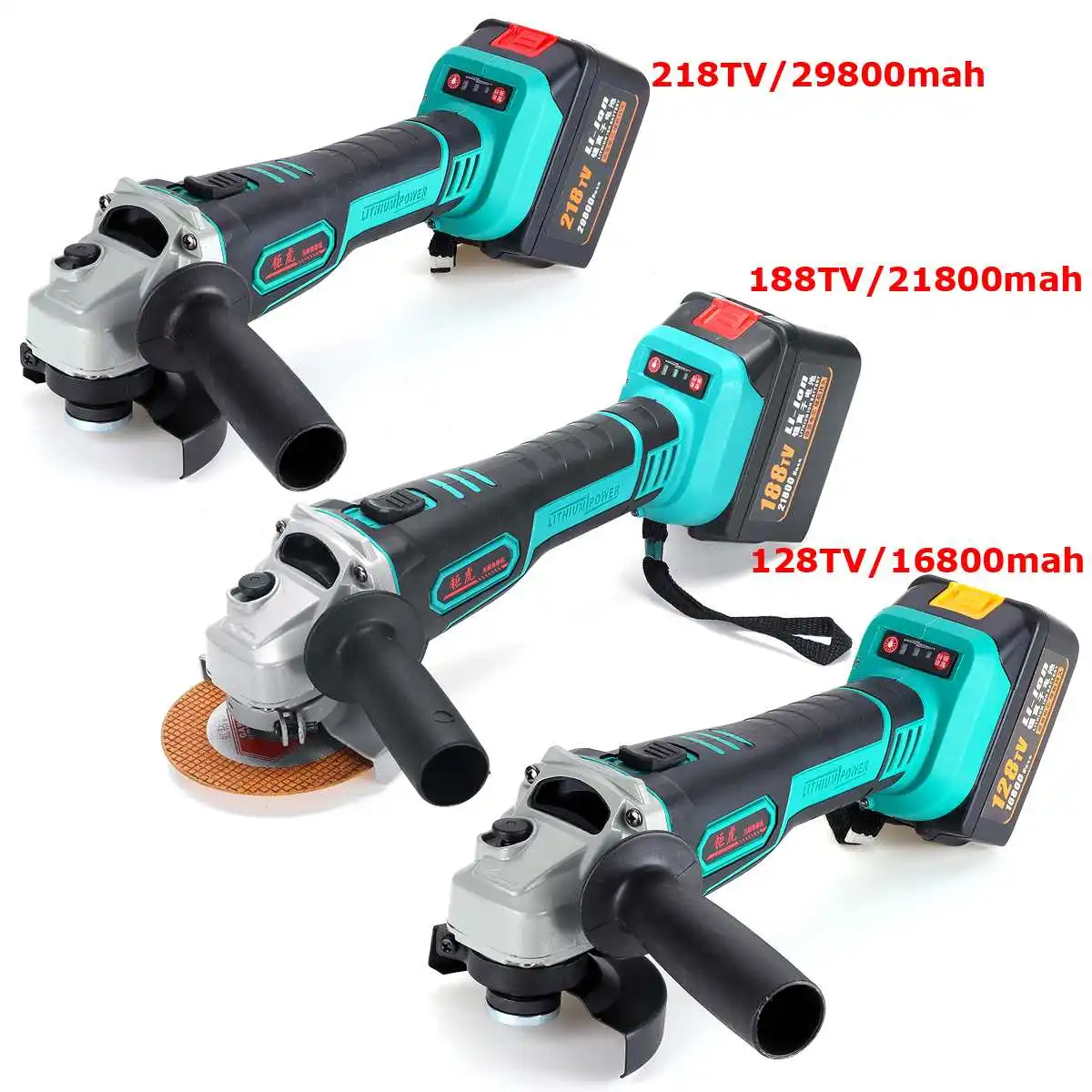 15000/22500/29800mAh 600W Cordless Electric Angle Grinder Power Cutting Tool Chainsaw Bracket Polishing Grinder 128/188/218TV