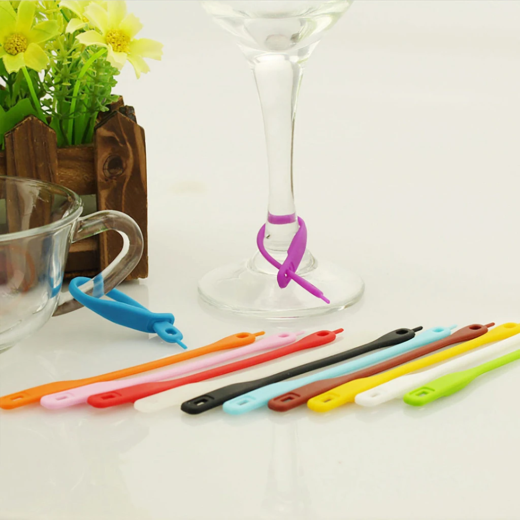 12Pieces Beer Glass Cup Wine Glass Bottle Strip Tag Marker Random Color