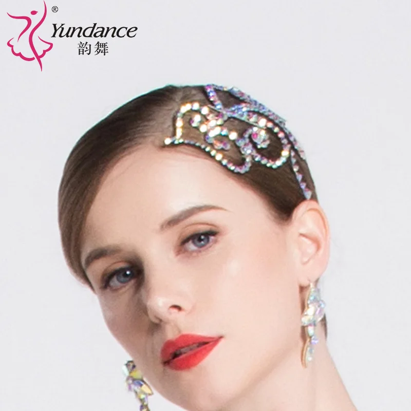 Modern Dance Headdress National Head Flower Latin Competition Diamond Accessories H30