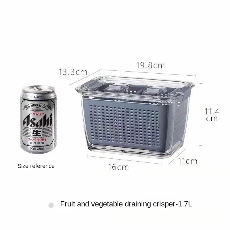 New Refrigerator Fresh Box Creative Drain Fruit And Vegetable Storage Box Double Sealed Kitchen Drain Basket