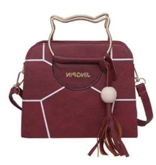 

2018 Women's New Style Trend Cool Versatile Kitten Handbag Geometry Joint Printed Small Square Pu Bag