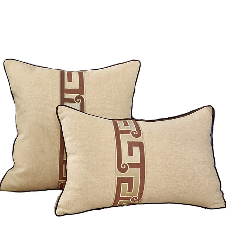 

Cotton Linen Sofa Pillowcase Living Room Back Cushion Chinese Style Cushion Lumbar Pillow Linen Chair Cushion