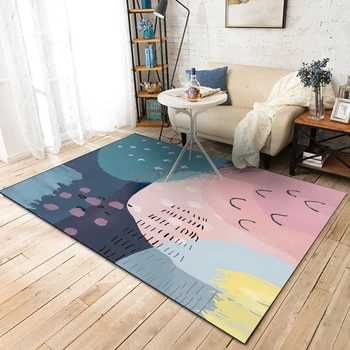 

Nordic Minimalist Carpets For Living Room Home Bedroom Colorful Geometric Watercolor Coffee Table Area Rugs Kids Play Floor Mats