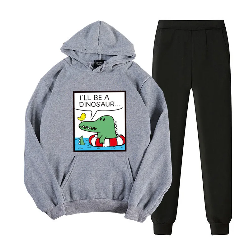 

4360 Korean-style Fashion WOMEN'S Suit 2019 Winter Students Brushed And Thick Hoodie Two WOMEN'S Suit