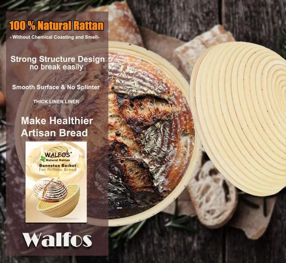 Sourdough Proofing Basket 10 Inch Round Banneton Proofing Basket Set-French Style Sourdough Bread Basket 100% Natural Rattan Hand Crafted Bread
