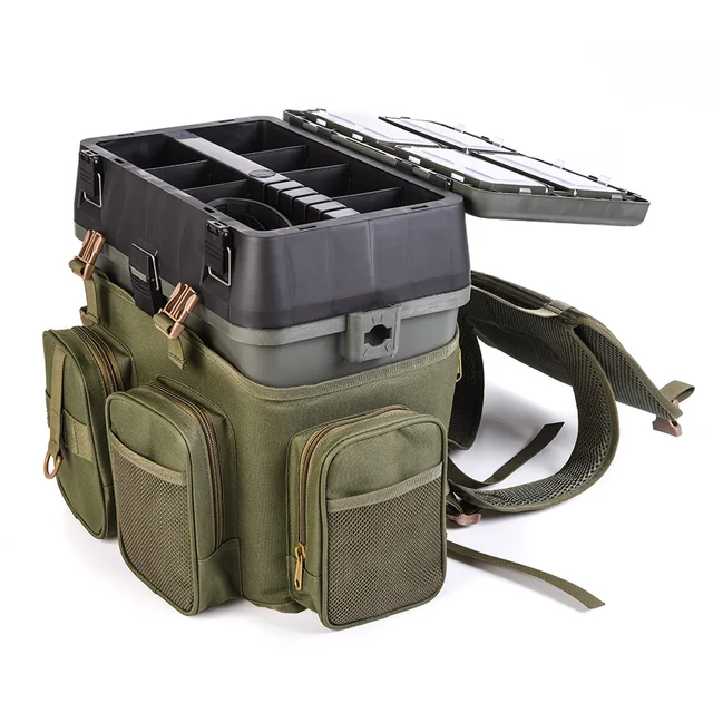 Multifunctional Fishing Backpack with Tackle Box Fishing Gear 