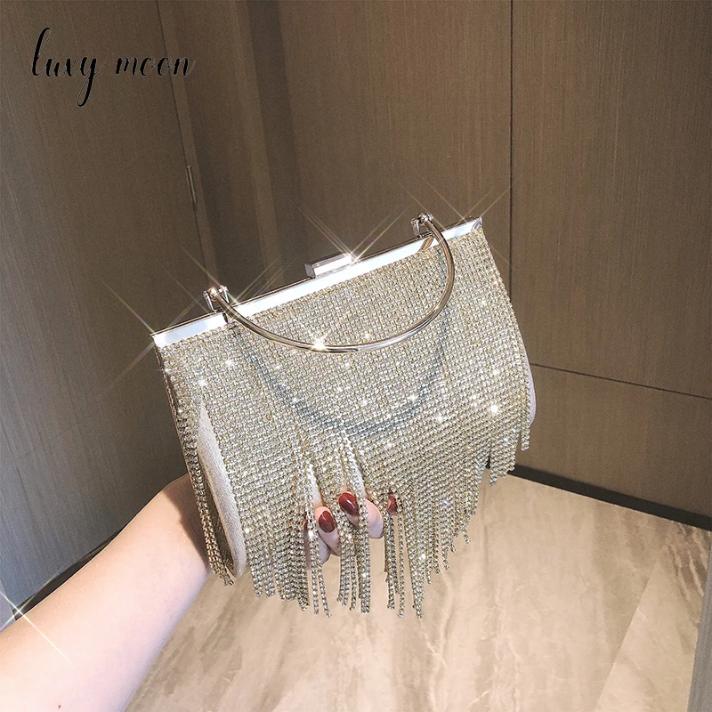 Diamond Tassel Women's Bag Silver Luxury Designer Handbag Elegant