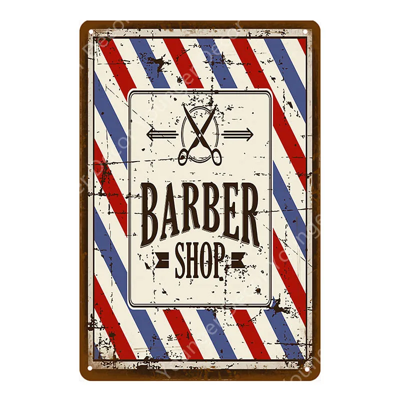 Barber Shop Metal Signs Haircuts And Shaves Advertising Decorative Board Home Wall Decor Hairdresser Gift Vintage Poster YI-165 - Цвет: YD7794BI