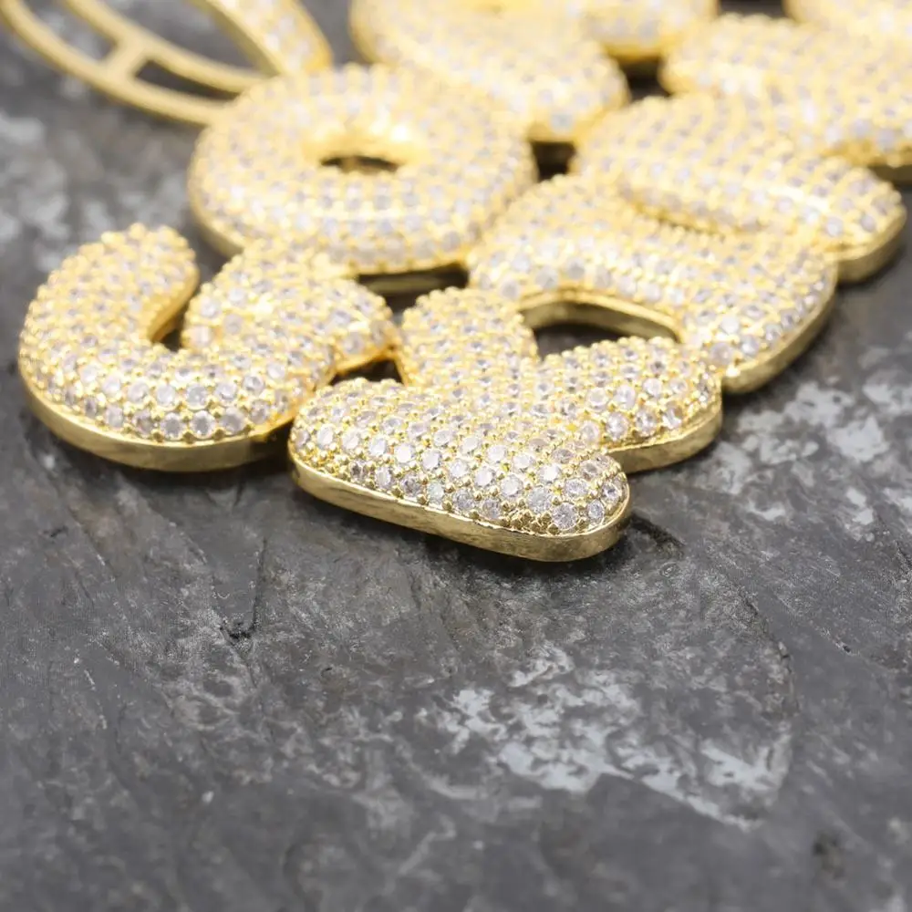 Bubble Letter Custom Name Подвески хип хоп CZ кубическая циркониевая подвеска Bling Iced Out Алфавит ожерелья для мужчин Rapper ювелирные изделия