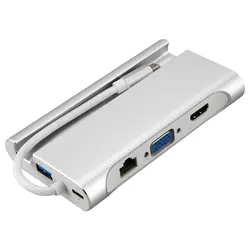 Type-C Thunderbolt 3 к Lan HDMI USB3.0 VGA хаб-конвертер адаптер RJ45 type-C Зарядка для Mac Book samsung S8 huawei P20 mate 1