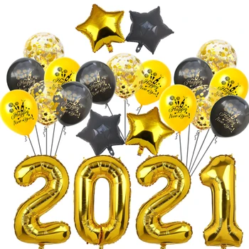

2021 Happy New Year Merry Christmas Foil Balloons Decoration For Home Disposable Tableware Kit New Year Eve Xmas Party Supplies