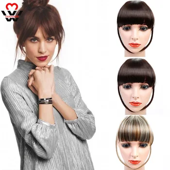 

MANWEI Black Brown Blonde Fake Fringe Clip In Bangs Hair Extensions With High Temperature Synthetic Fiber