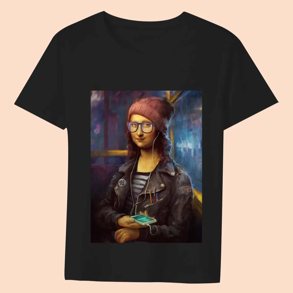 T-shirt Female Basic Tops Retro Fashion Street Fun Art Famous Painting Printing Series Round Neck Commuter Soft Breathable Shirt graphic tees women