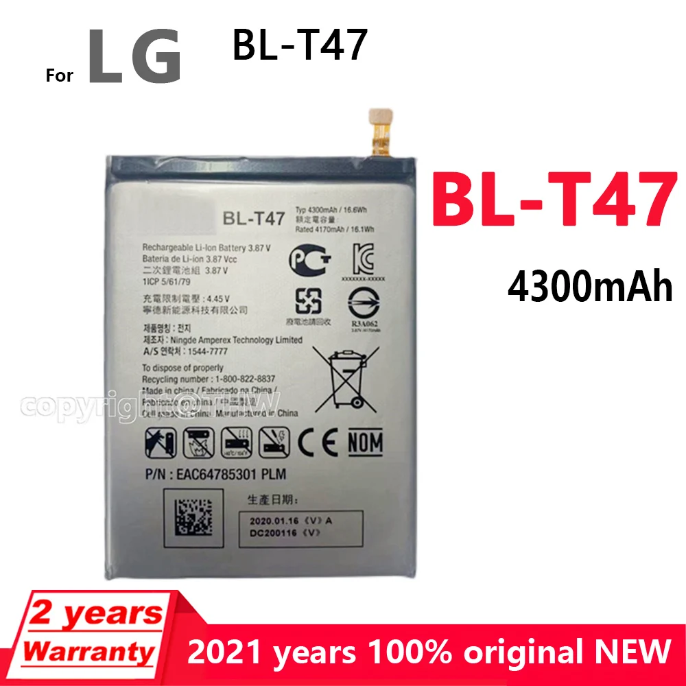 100% оригинальный новый аккумулятор BL-T47 для LG BL T47 4300 мАч мобильный телефон