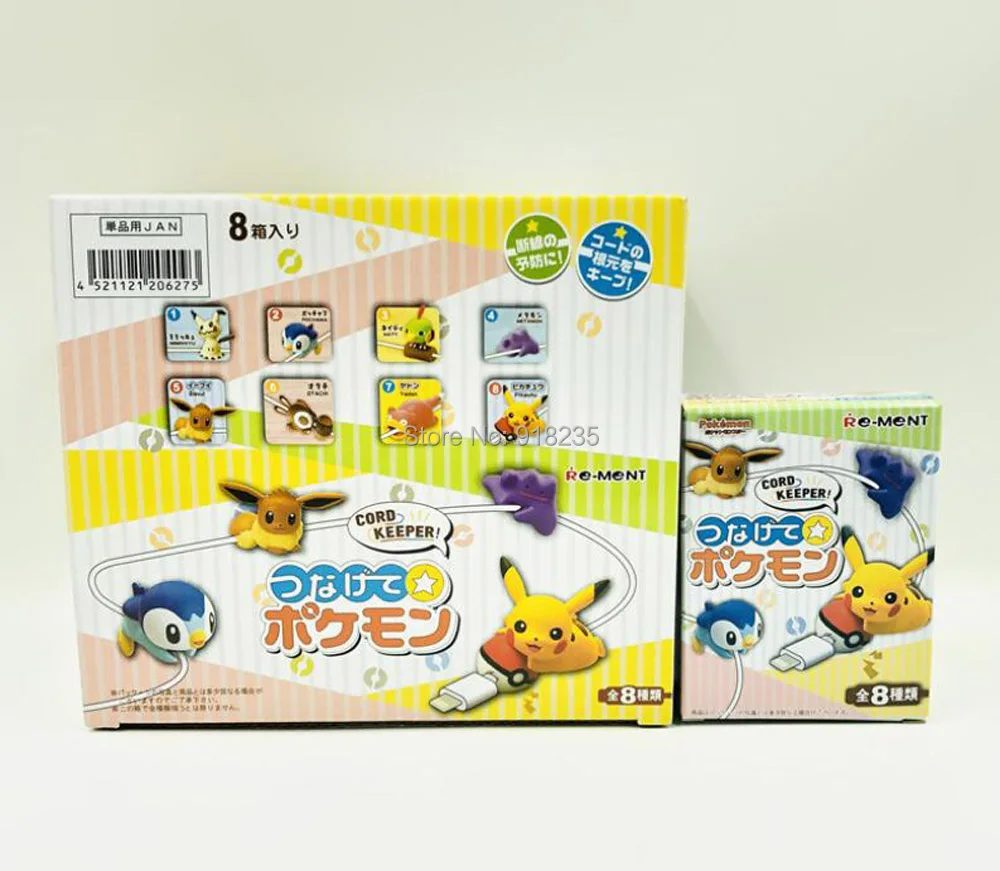 8 шт. Pikachu Eevee Mimikyu Ditto Piplup Sentret Медленный 6 см ПВХ животных кабель протектор фигурки розничная