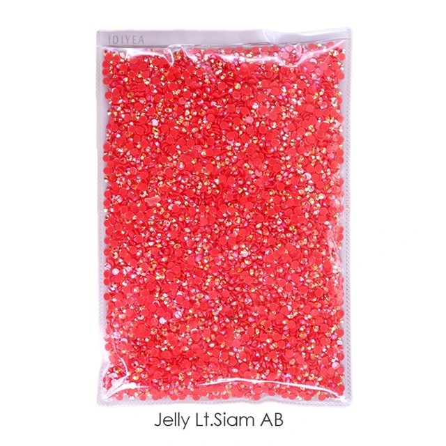 Wholesale Jelly AB Resin Non Hot Fix Rhinestones Cтразы Flatback Plastic Crystals Strass Glitters Stone Bulk Big Package for DIY Jelly Lt.Siam AB