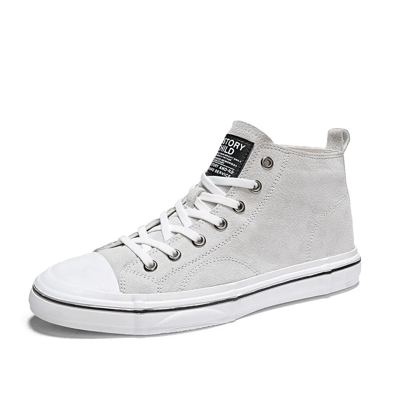 Mens Casual shoes Genuine Leather High top Spring Shoes Lace up Ankle Boots for men Top Trend Man | Обувь