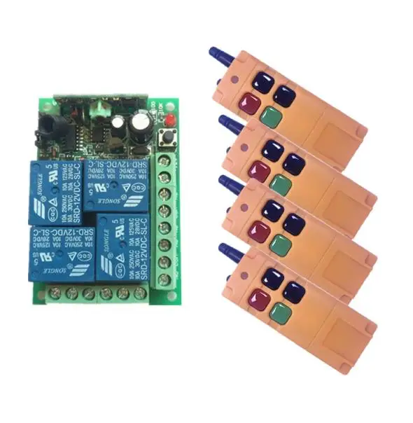 4 DC12V 10A 4CH Радиоуправляемый беспроводной релейный пульт дистанционного управления 315 МГц, 433 МГц teleswitch 4 передатчик+ 1 приемник - Цвет: 4