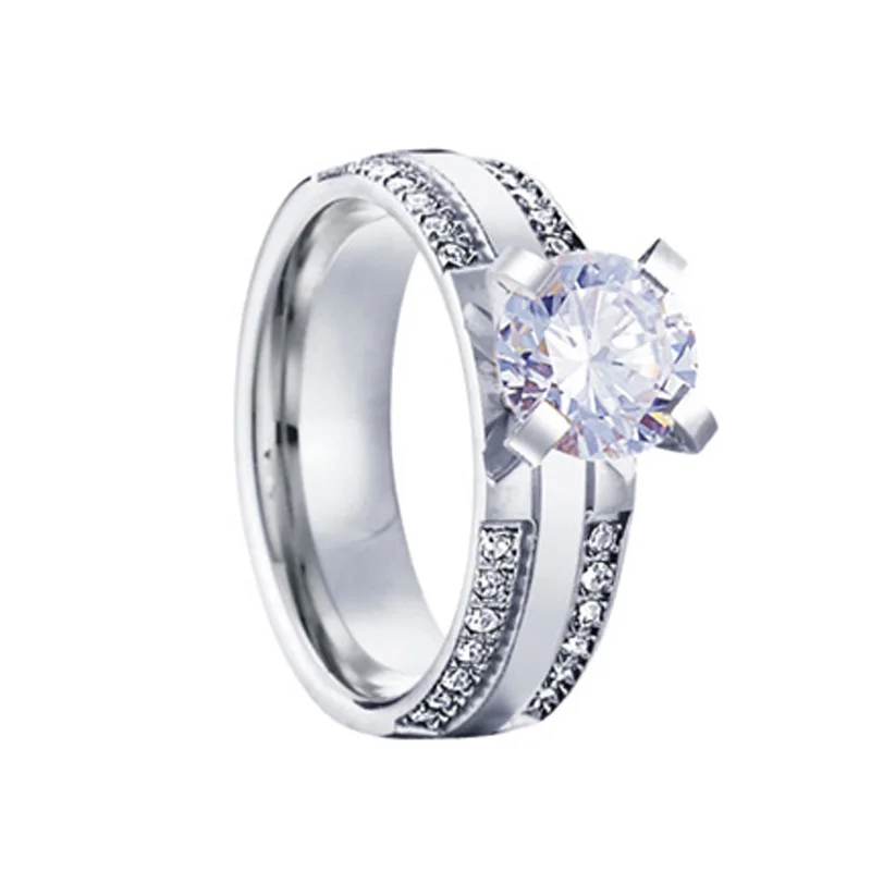 Женское кольцо Love Alliance, титановые свадебные кольца, набор, cz камни, Свадебные обручальные кольца для женщин и девушек, золотой цвет - Цвет основного камня: KLRS007S