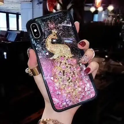 Peacock 3D кролик чехол со стразами и блестками для samsung Galaxy Note 10 Plus 8 9 S10E 9 8 Plus чехол жидкий зыбучий песок чехол для samsung S7 Edge - Цвет: Peacock