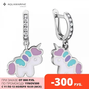 

Children's aquamarine earrings with cubic zirconia enamel, 925 sterling silver