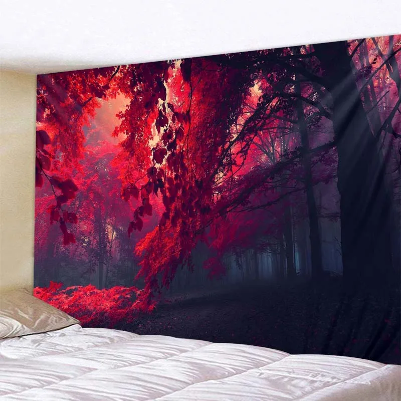 Large tapestry natural landscape forest wall hanging aesthetics room decoration bohemian bedroom living room wall decoration