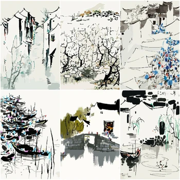 

AZQSD Paint By Numbers Abstract Art Picture For Living Room Home Decoration Unframe Painting By Numbers Landscape Unique Gift