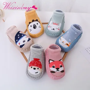 

Cartoon Shallow First Walkers toddler shoes prewalker round Slip-On infant shoe rubber sole snow winter baby shoes
